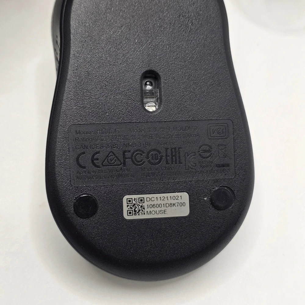 Acer Wired Optical Mouse MOLDUO Black USB 3-Button Textured Grip Computer Office